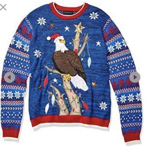 BLIZZARD BAY MEN'S UGLY CHRISTMAS SWEATER SANTA BALD EAGLE SZ M XMAS